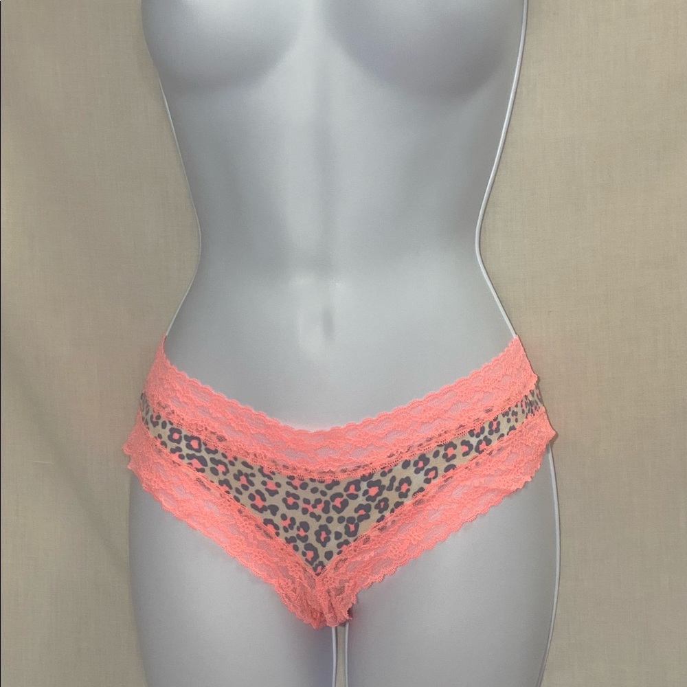 Victoria’s Secret Neon Orange With Leopard Print Cheeky Panties